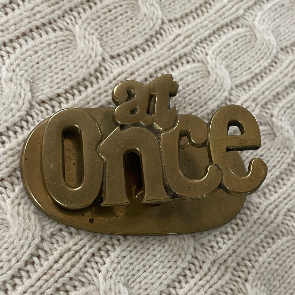 Brass paperweight-paper clip-office desk decor-heavy-to do list-urgent reminder - Picture 3 of 7